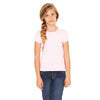 Bella + Canvas Girl's Pink Stretch Rib Short-Sleeve T-Shirt
