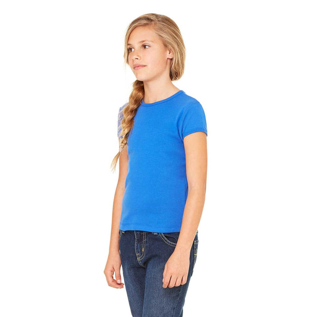 Bella + Canvas Girl's True Royal Stretch Rib Short-Sleeve T-Shirt