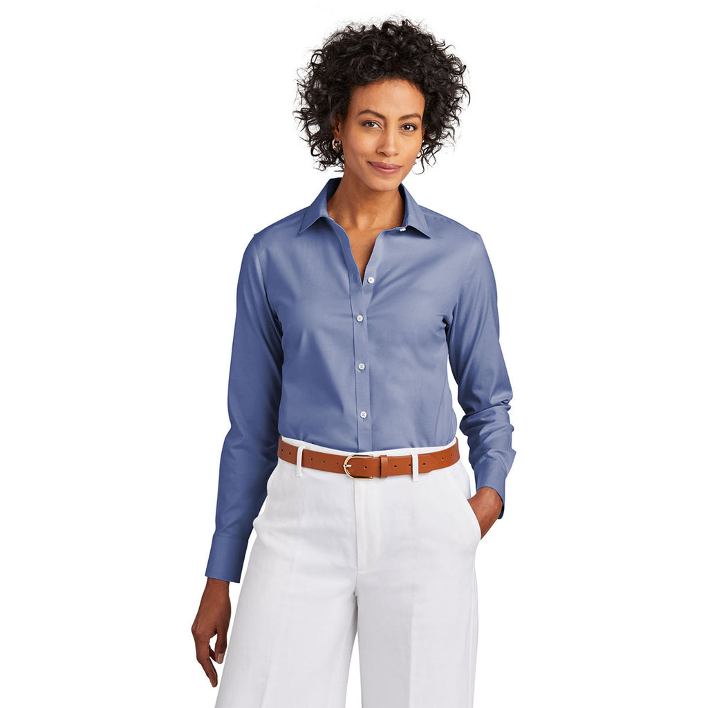 Brooks Brothers Women's Cobalt Blue Wrinkle-Free Stretch Pinpoint Shirt