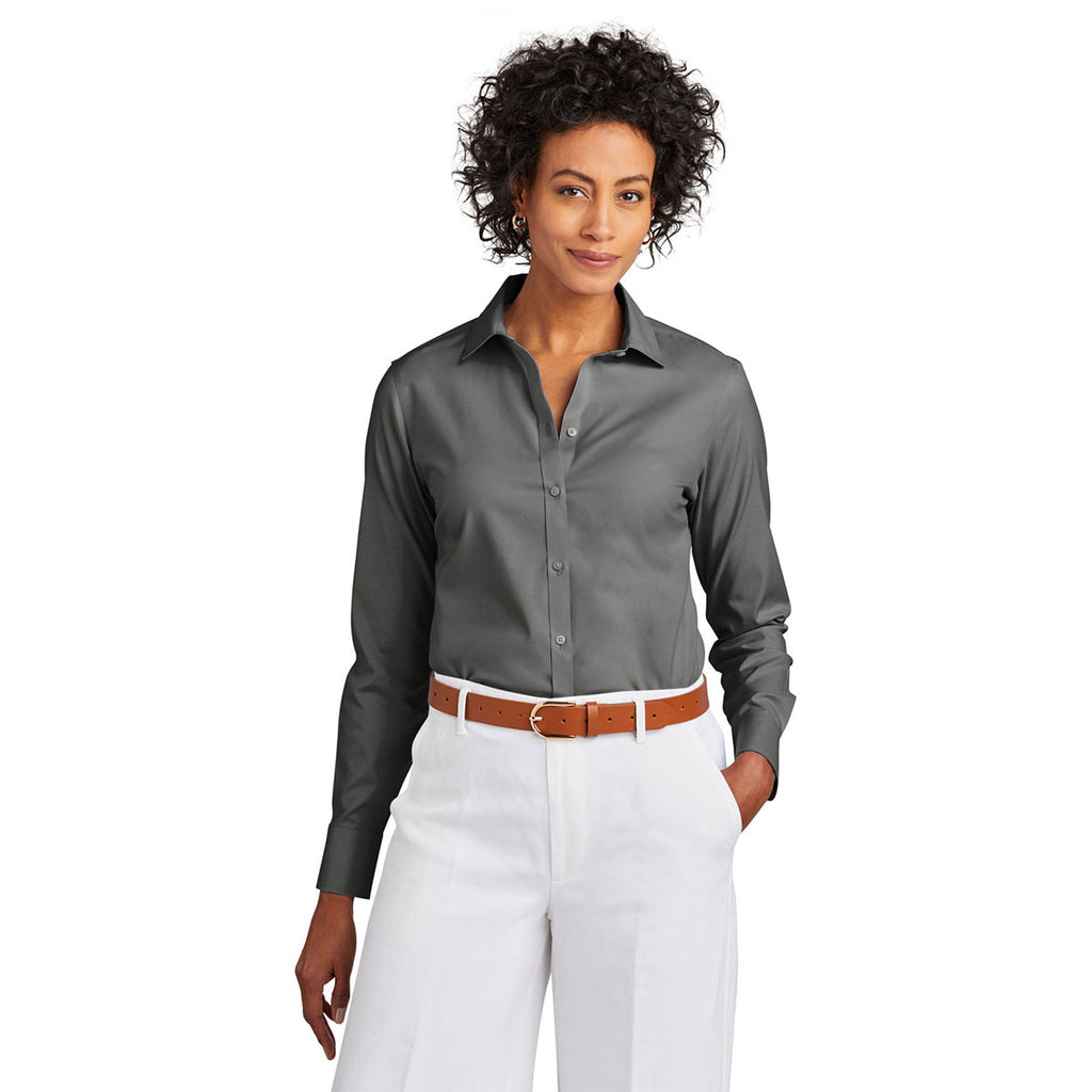 Brooks Brothers Women's Deep Black Wrinkle-Free Stretch Pinpoint Shirt