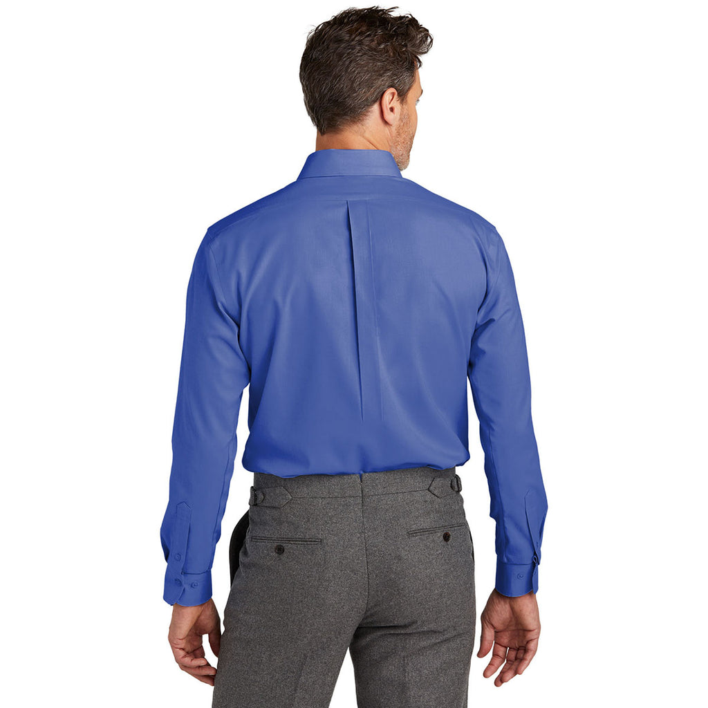 Brooks Brothers Men's Cobalt Blue Wrinkle-Free Stretch Nailhead Shirt