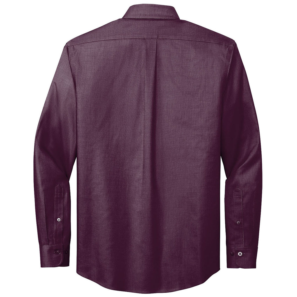 Brooks Brothers Men's Navy Blazer/Vintage Port Wrinkle-Free Stretch Nailhead Shirt