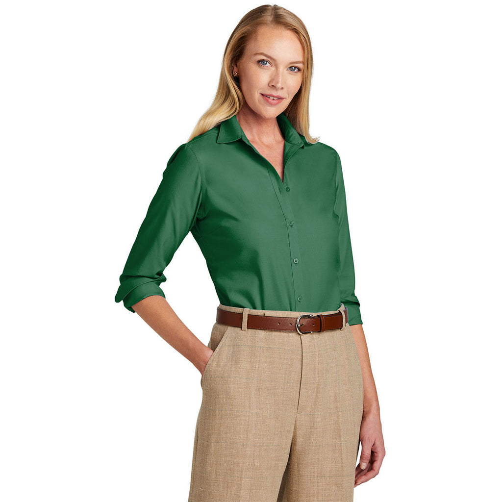 Brooks Brothers Women's Club Green Wrinkle-Free Stretch Naildhead Shirt