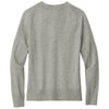 Brooks Brothers Women's Light Shadow Grey Heather Cotton Stretch V-Neck Sweater