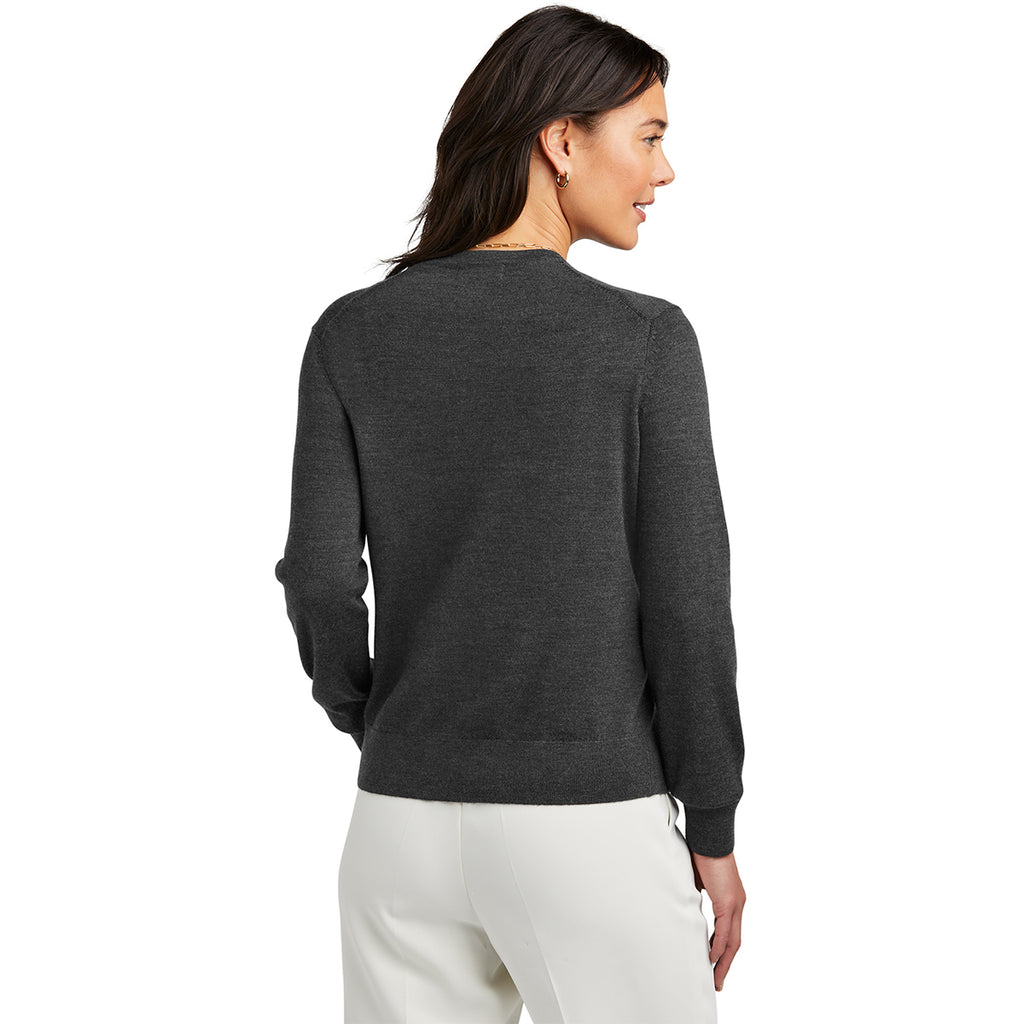 Brooks Brothers Women's Windsor Grey Heather Washable Merino Cardigan Sweater