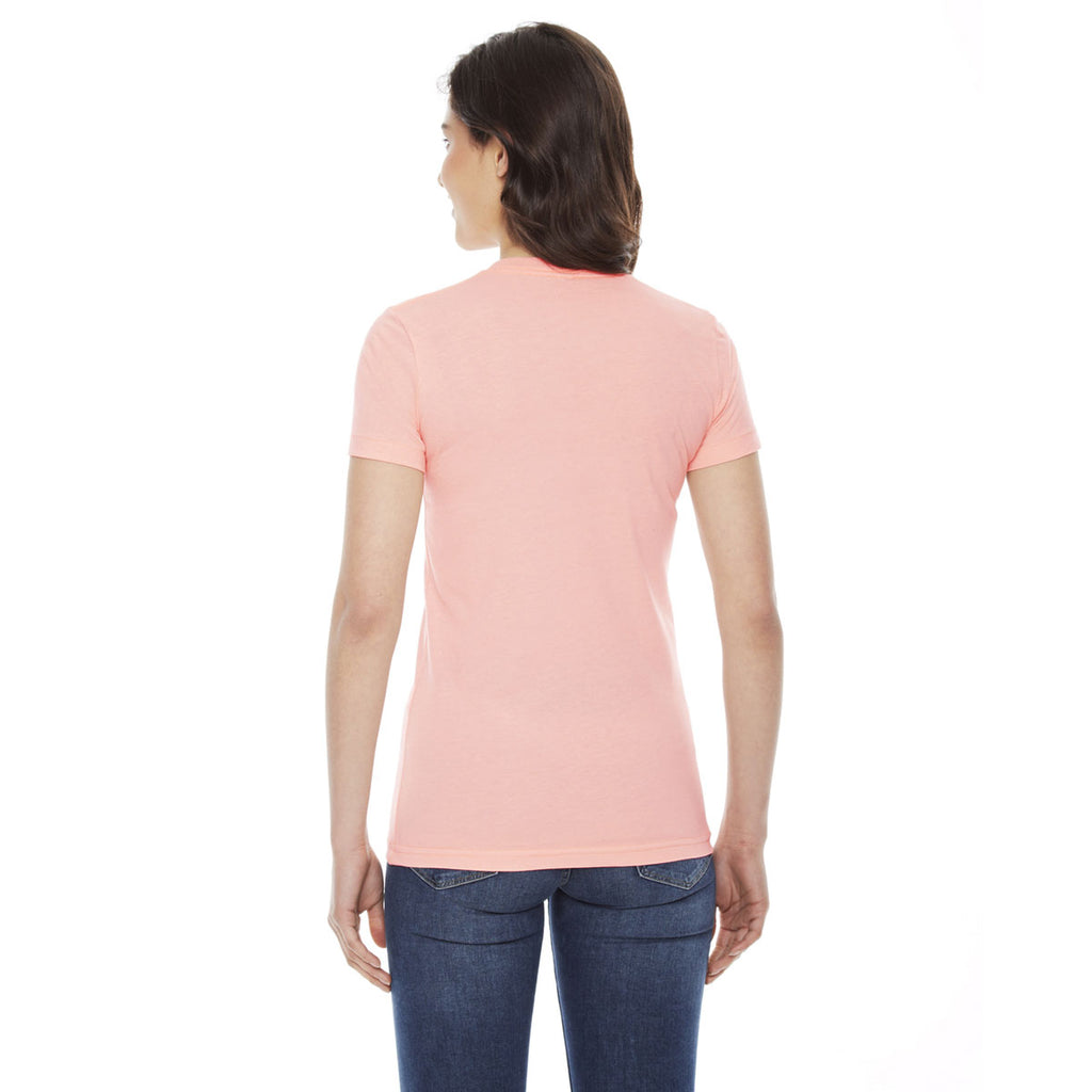 American Apparel Women's Apricot Poly-Cotton Short Sleeve Crewneck T-Shirt