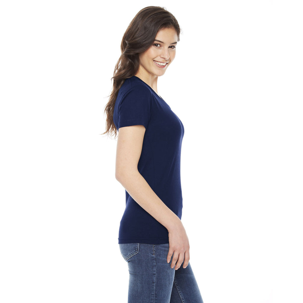 American Apparel Women's Navy Poly-Cotton Short Sleeve Crewneck T-Shirt