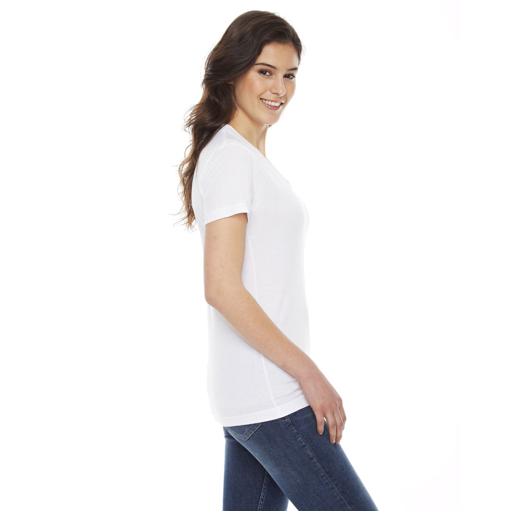 American Apparel Women's White Poly-Cotton Short Sleeve Crewneck T-Shirt