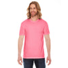 American Apparel Unisex Neon Heather Pink Poly-Cotton Short Sleeve Crewneck T-Shirt