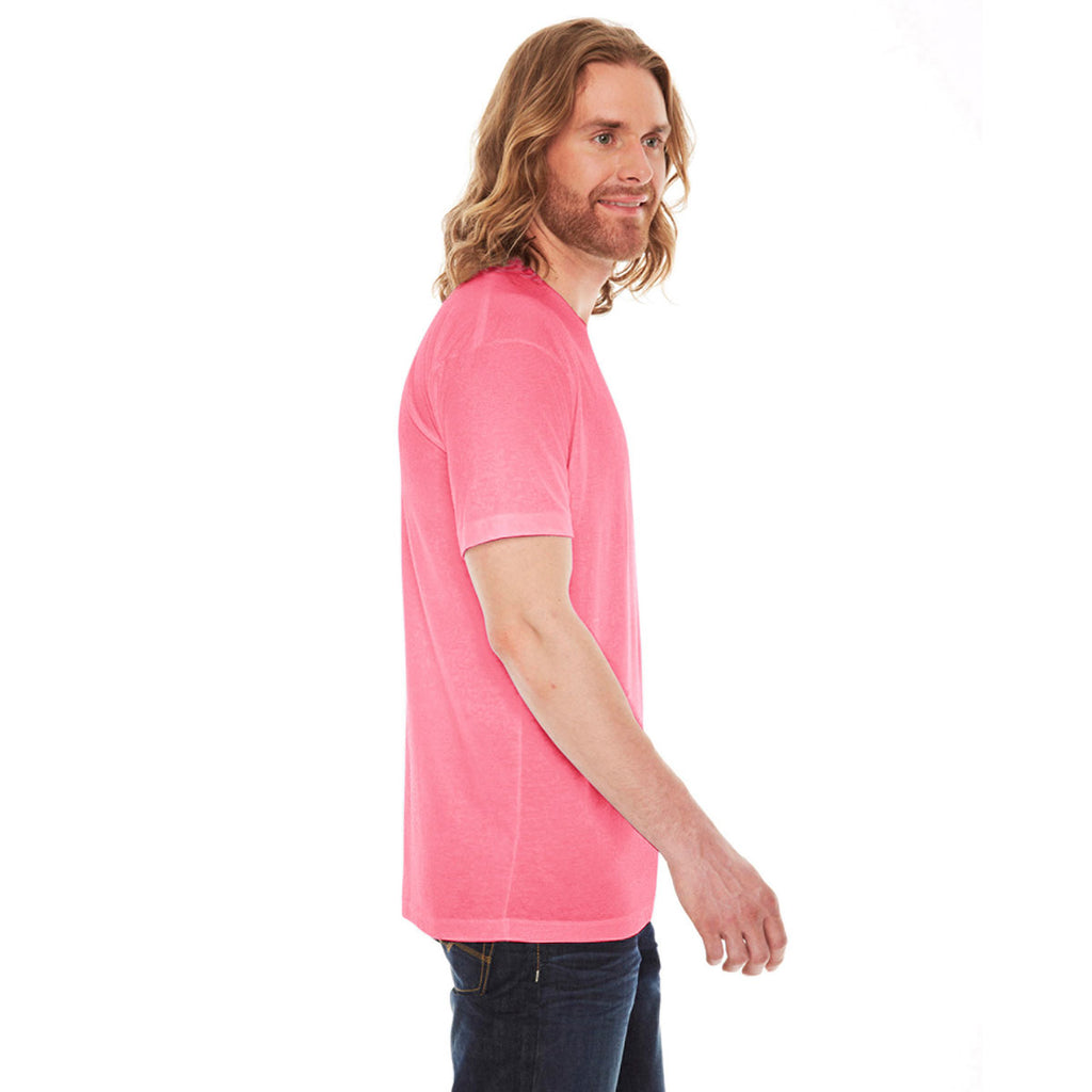 American Apparel Unisex Neon Heather Pink Poly-Cotton Short Sleeve Crewneck T-Shirt