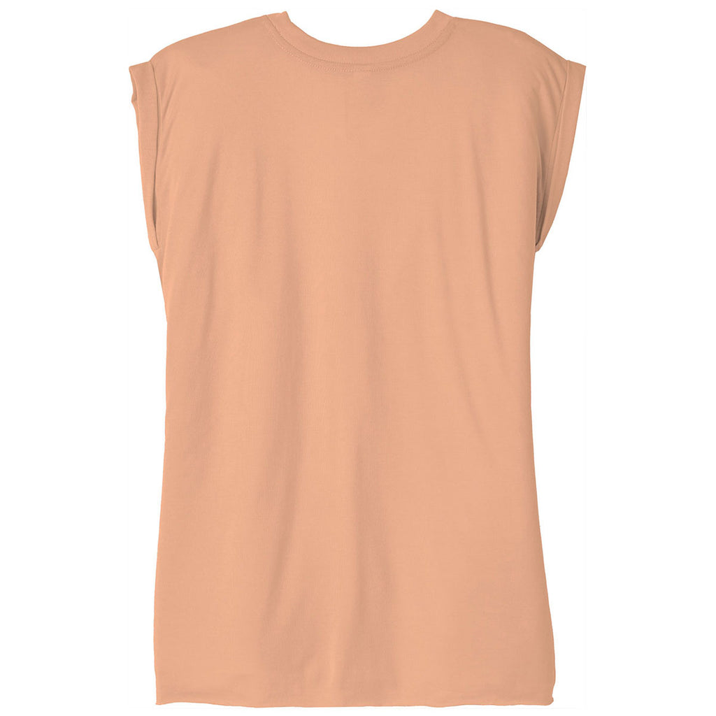 BELLA+CANVAS Women's Peach Flowy Muscle Tee With Rolled Cuffs