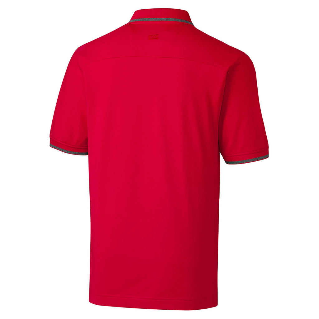 Cutter & Buck Men's Red Tall DryTec Short Sleeve Advantage Tipped Polo