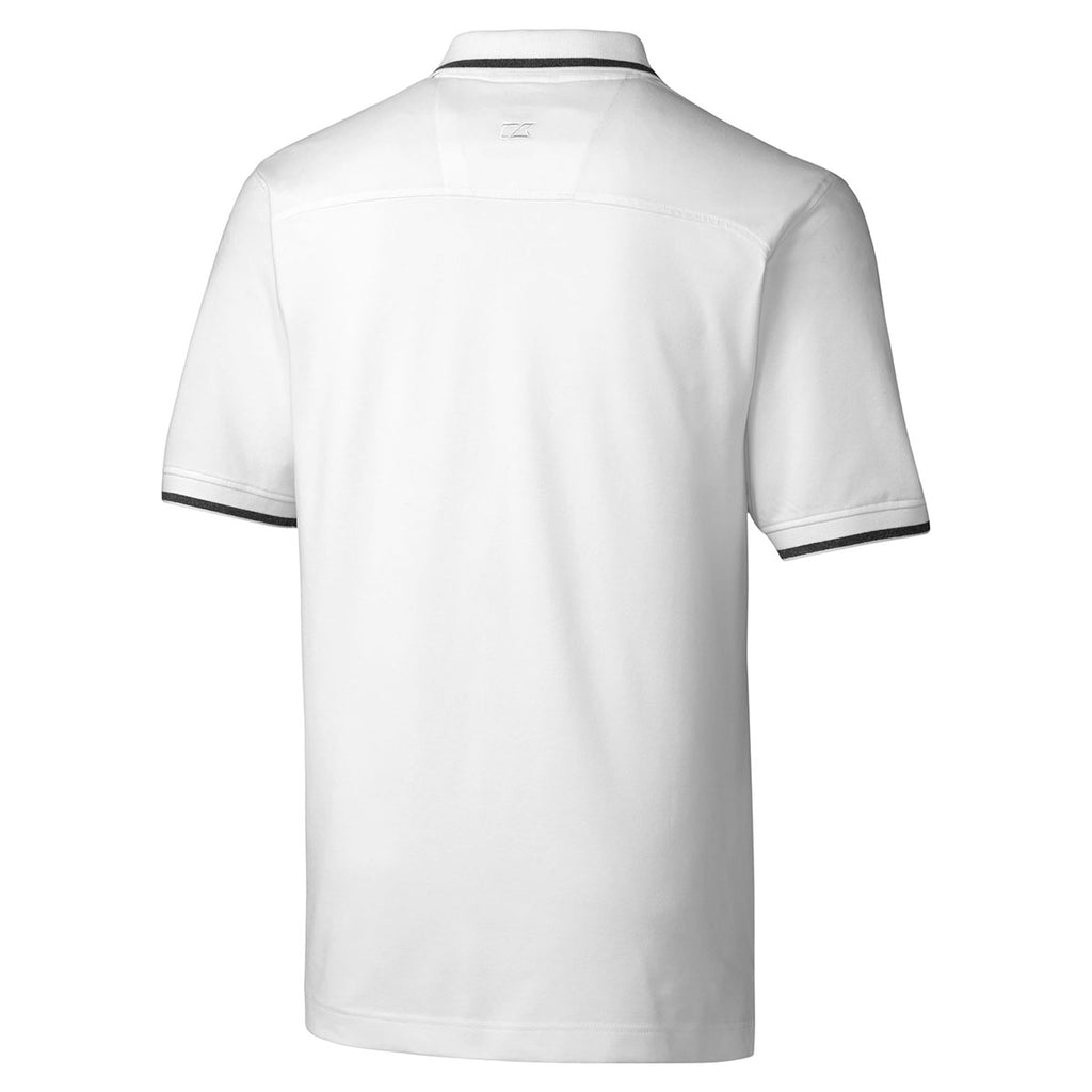 Cutter & Buck Men's White Tall DryTec Short Sleeve Advantage Tipped Polo