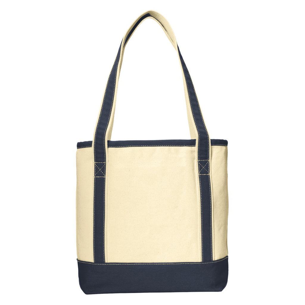 Port Authority Natural/Navy Medium Cotton Canvas Boat Tote