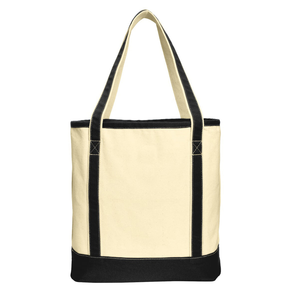 Port Authority Natural/Black Large Cotton Canvas Boat Tote