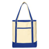 Port Authority Natural/True Royal Large Cotton Canvas Boat Tote