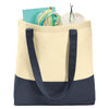 Port Authority Natural/Navy Colorblock Cotton Tote