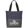 Primeline Navy Blue Flannel Check Accent Tote Bag