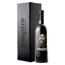 A+ Wines Black Branded Faux Leather Box with Custom Etched Wine with 1 Color Fill