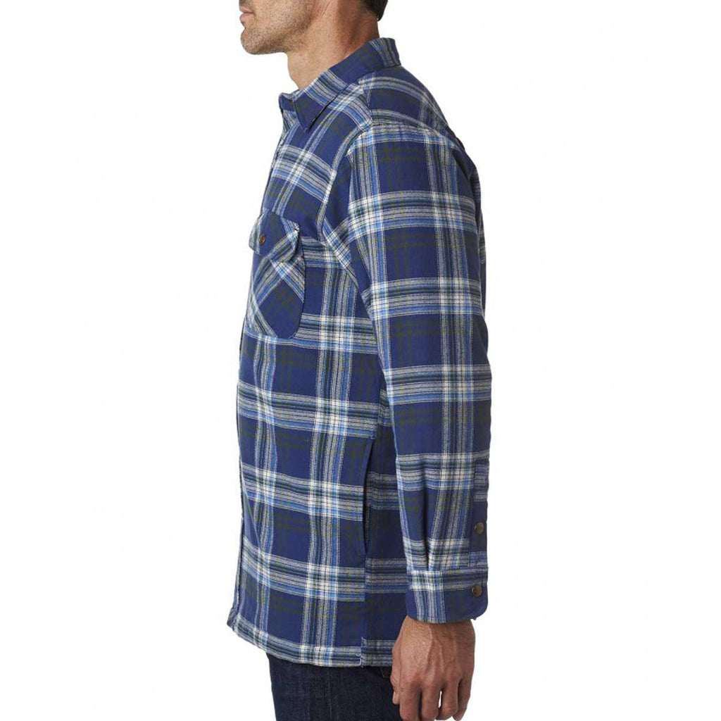 Backpacker Men's Blue Green Flannel Shirt Jacket with Quilted Lining