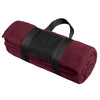 Port Authority Maroon Fleece Blanket with Carrying Strap