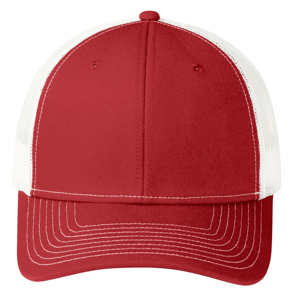 Port Authority Flame Red/White Snapback Trucker Cap