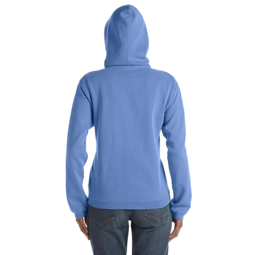 Comfort Colors Women's Flo Blue 9.5 oz. Full-Zip Hooded Sweatshirt