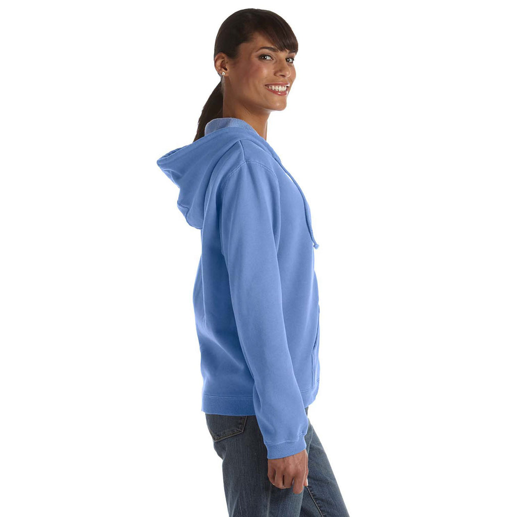 Comfort Colors Women's Flo Blue 9.5 oz. Full-Zip Hooded Sweatshirt