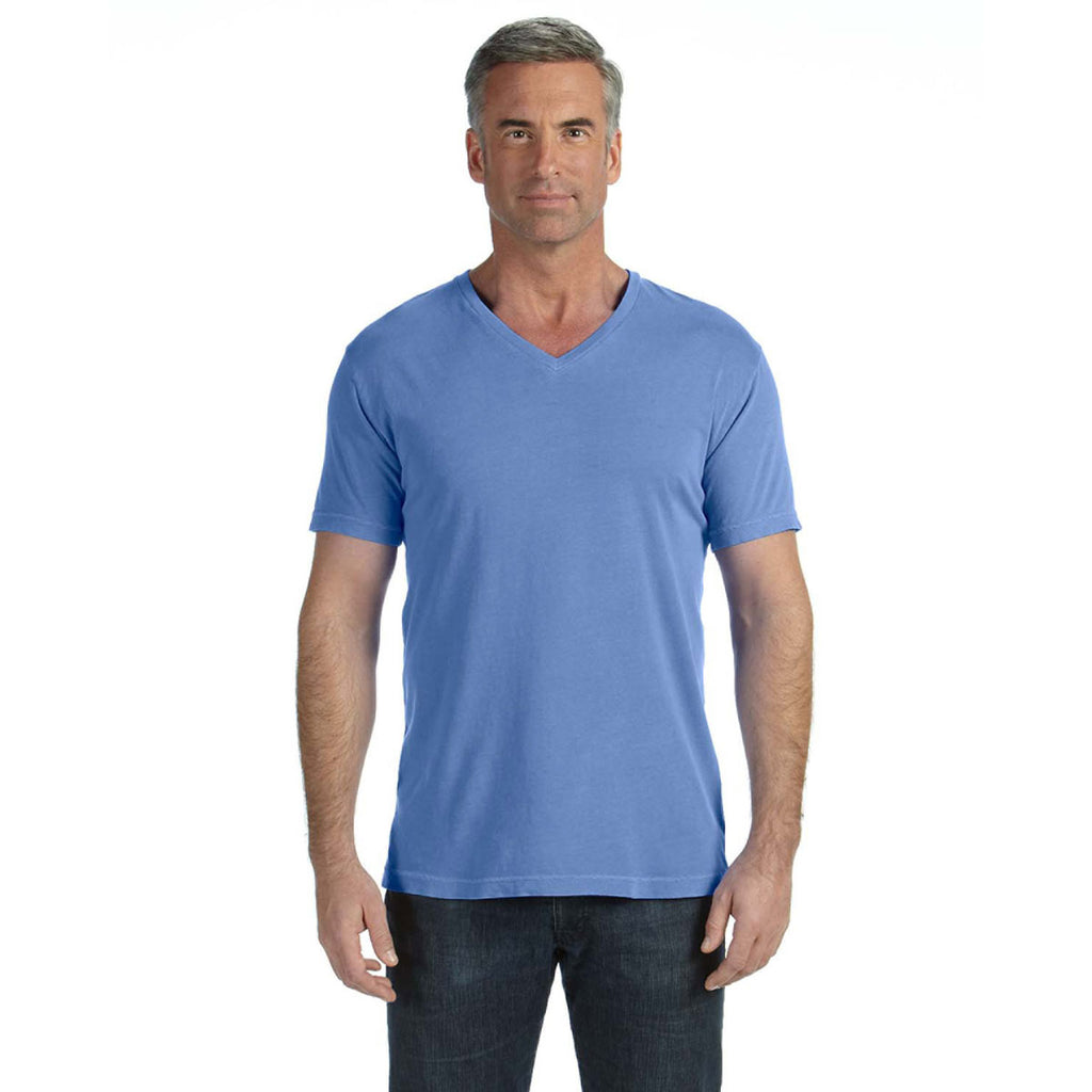 Comfort Colors Men's Flo Blue 5.4 Oz. V-Neck T-Shirt