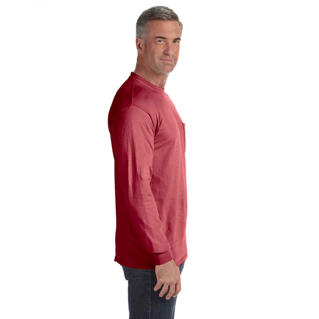 Comfort Colors Men's Crimson 6.1 Oz. Long-Sleeve Pocket T-Shirt