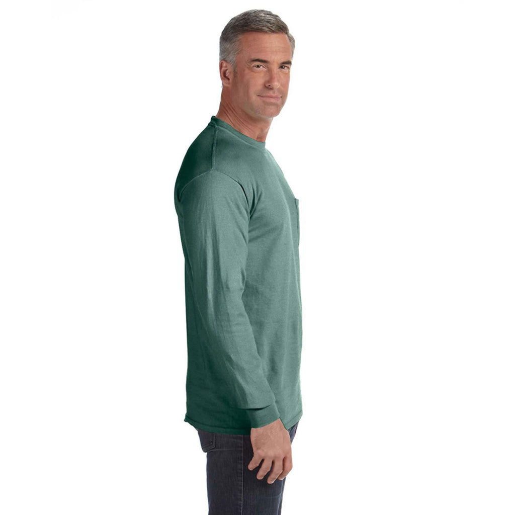 Comfort Colors Men's Light Green 6.1 Oz. Long-Sleeve Pocket T-Shirt