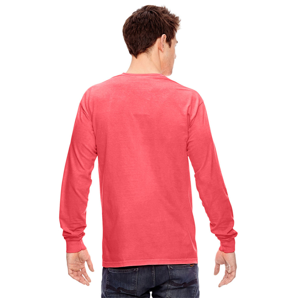 Comfort Colors Men's Neon Red Orange 6.1 Oz. Long-Sleeve T-Shirt