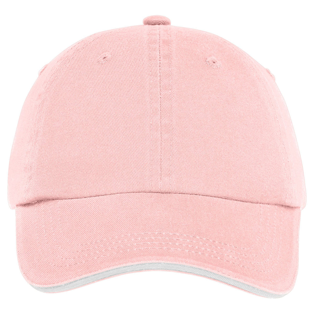 Port Authority Light Pink/White Sandwich Bill Cap with Striped Closure