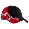 Port Authority Black/Red/White Colorblock Racing Cap with Flames