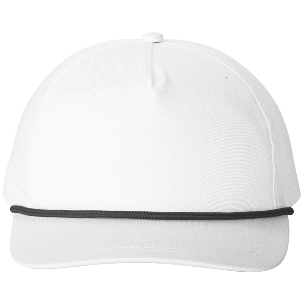 Port Authority White/ Black Snapback FivePanel Rope Cap