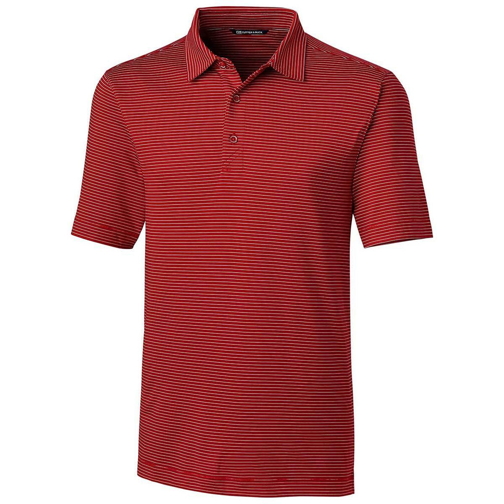 Cutter & Buck Men's Cardinal Red Forge Polo Pencil Stripe