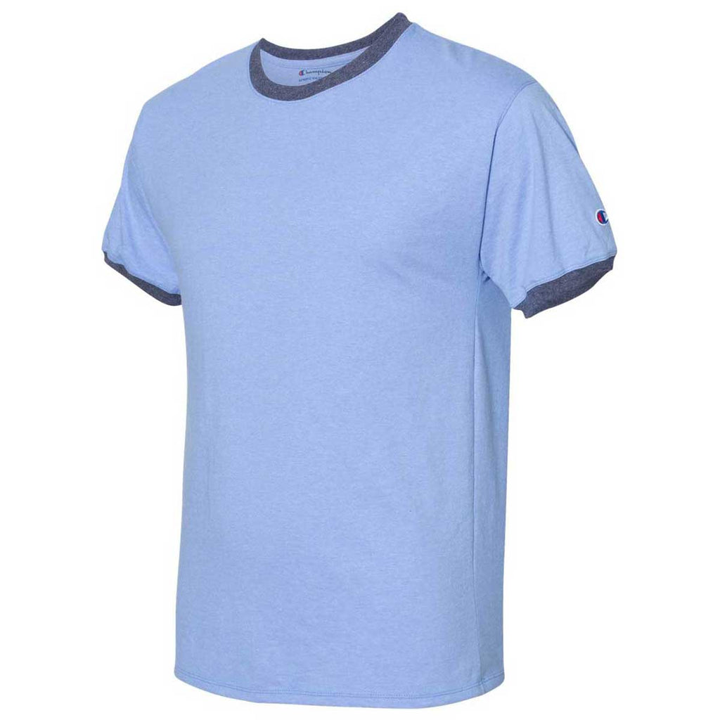 Champion Men's Light Blue Heather/Navy Heather Premium Fashion Ringer T-Shirt
