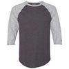 Champion Men's Charcoal Heather/Oxford Grey Premium Fashion Baseball T-Shirt