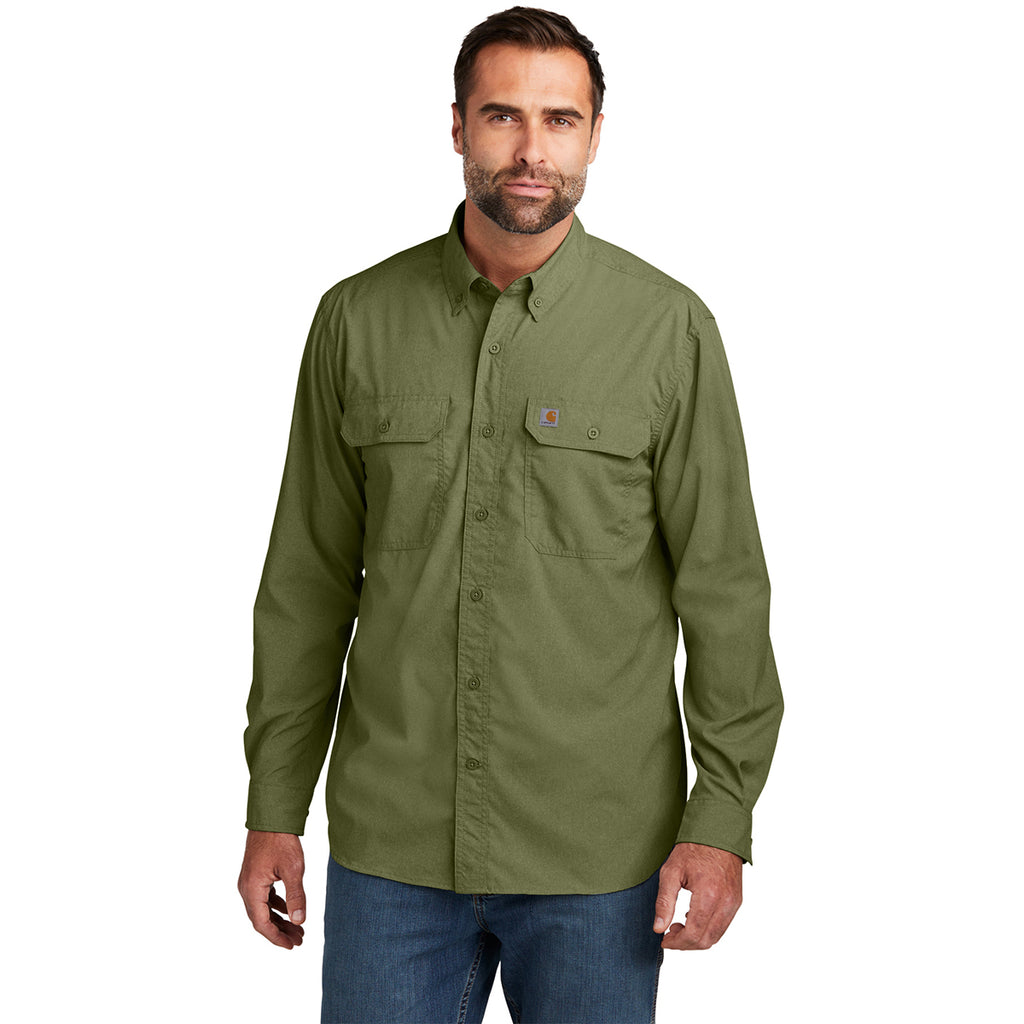 Carhartt Men's Burnt Olive Force Solid Long Sleeve Shirt