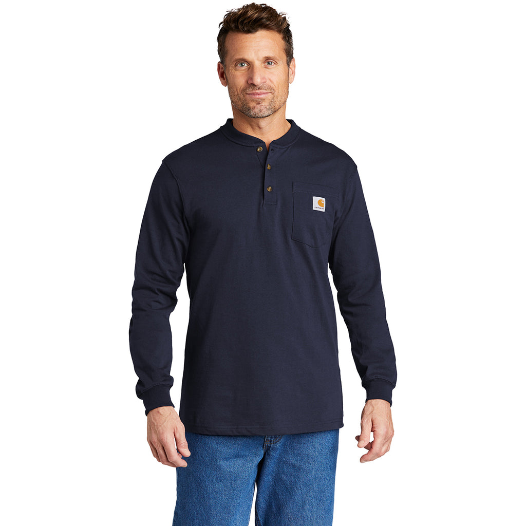 Carhartt Men's Navy Long Sleeve Henley T-Shirt