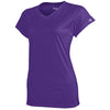 Champion Women's Purple Double Dry 4.1-Ounce V-Neck T-Shirt