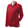 Devon & Jones Women's Red Pima Pique Long-Sleeve Polo