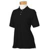 Devon & Jones Women's Black Pima Pique Short-Sleeve Polo