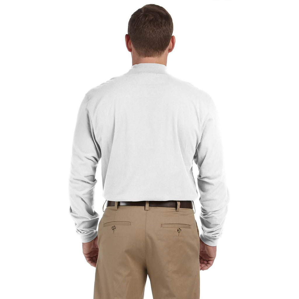 Devon & Jones Men's White Sueded Cotton Jersey Mock Turtleneck