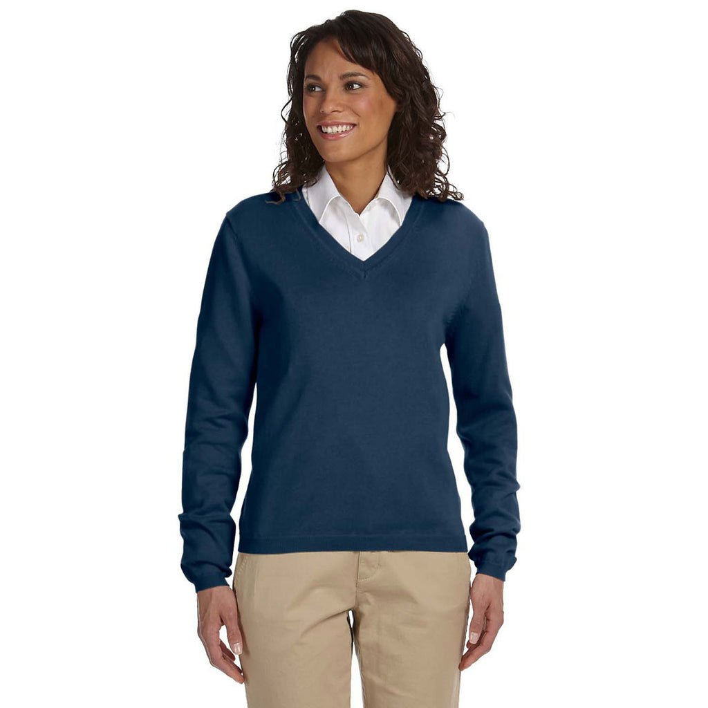 Devon & Jones Women's Navy V-Neck Sweater