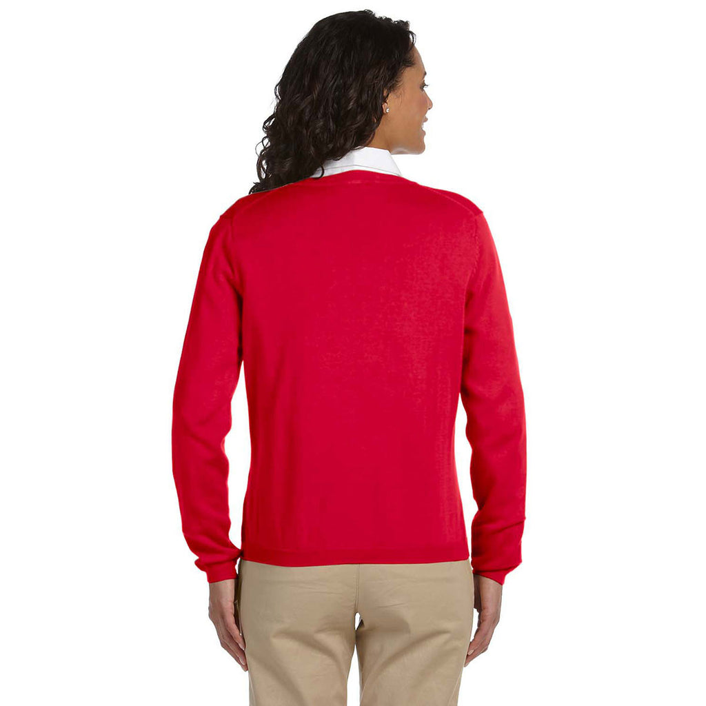 Devon & Jones Women's Red V-Neck Sweater