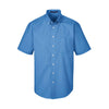 Devon & Jones Men's French Blue Crown Collection Solid Broadcloth Short-Sleeve Shirt