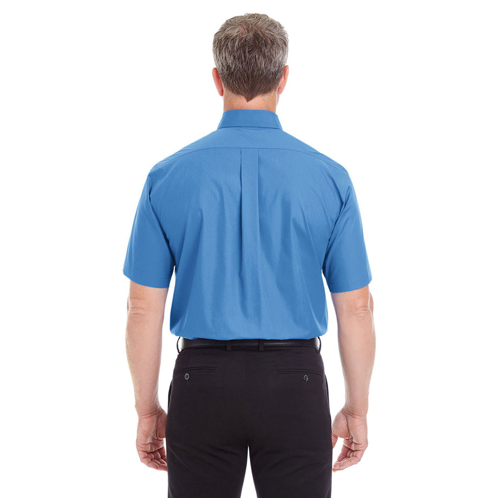 Devon & Jones Men's French Blue Crown Collection Solid Broadcloth Short-Sleeve Shirt