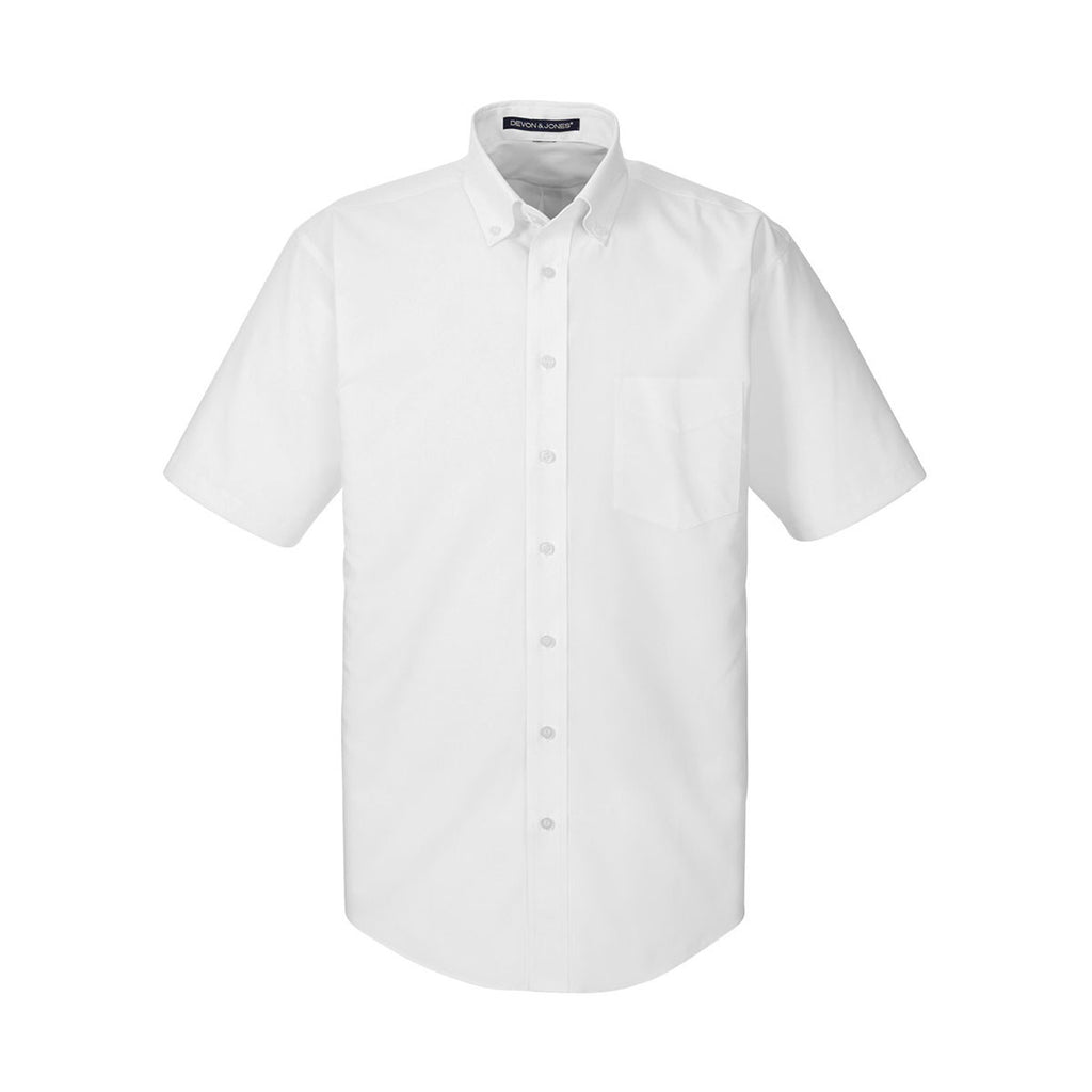 Devon & Jones Men's White Crown Collection Solid Broadcloth Short-Slee