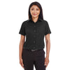 Devon & Jones Women's Black Crown Collection Solid Broadcloth Short-Sleeve Shirt